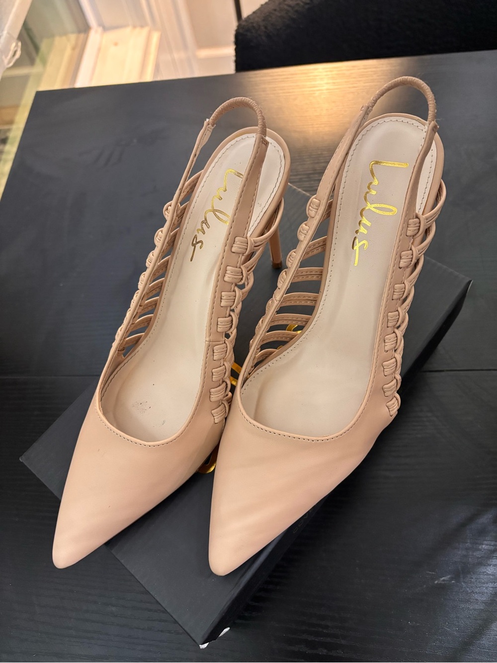 Lulu's Blush Nude Pointed Slingback Heels